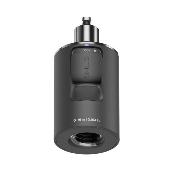 Emlid Reach Quick Release – frontale Darstellung der Schnellwechselhalterung mit Lock-Mechanismus für GNSS-Empfänger