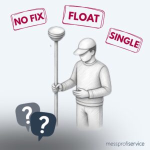 Vermesser mit GNSS-Stab und Status No Fix, Float und Single – typische Probleme bei Korrekturdaten ohne Emlid Corrections