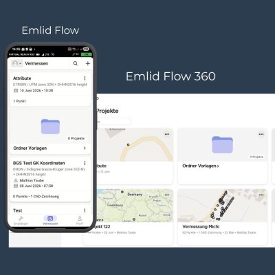 Projektordner in Emlid Flow 360 – Vermessungsprojekte nach Baustellen strukturieren